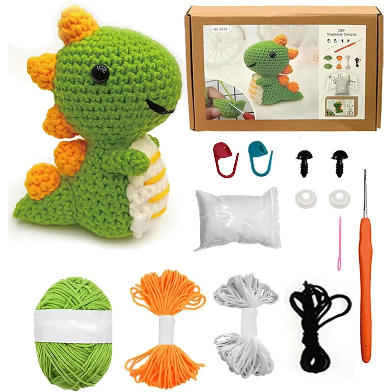 Crochet Kit for Beginners for Adults, Learn to Dinosaur Crochet Kit | Crochet  Kit Starter Knitting with Step-by-Step Video (Green Dinosaur)