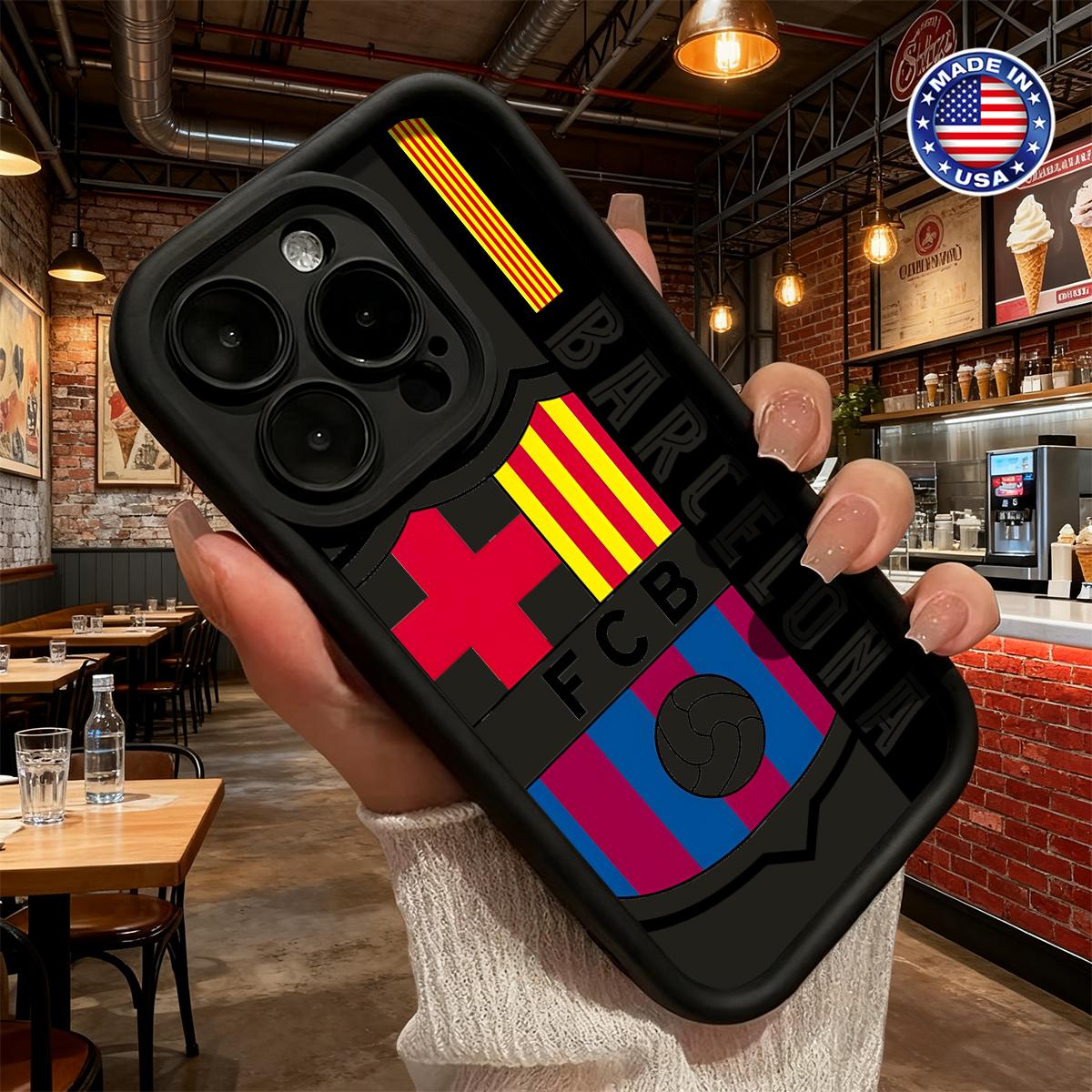 Stylish Barcelona Football Club Logo Sports Pattern Case for iPhone 17 16 15 14 Pro Max 13 12 11 XR XS Plus Air Slim Shockproof Anti Drop Protective Lightweight Durable TPU Cover