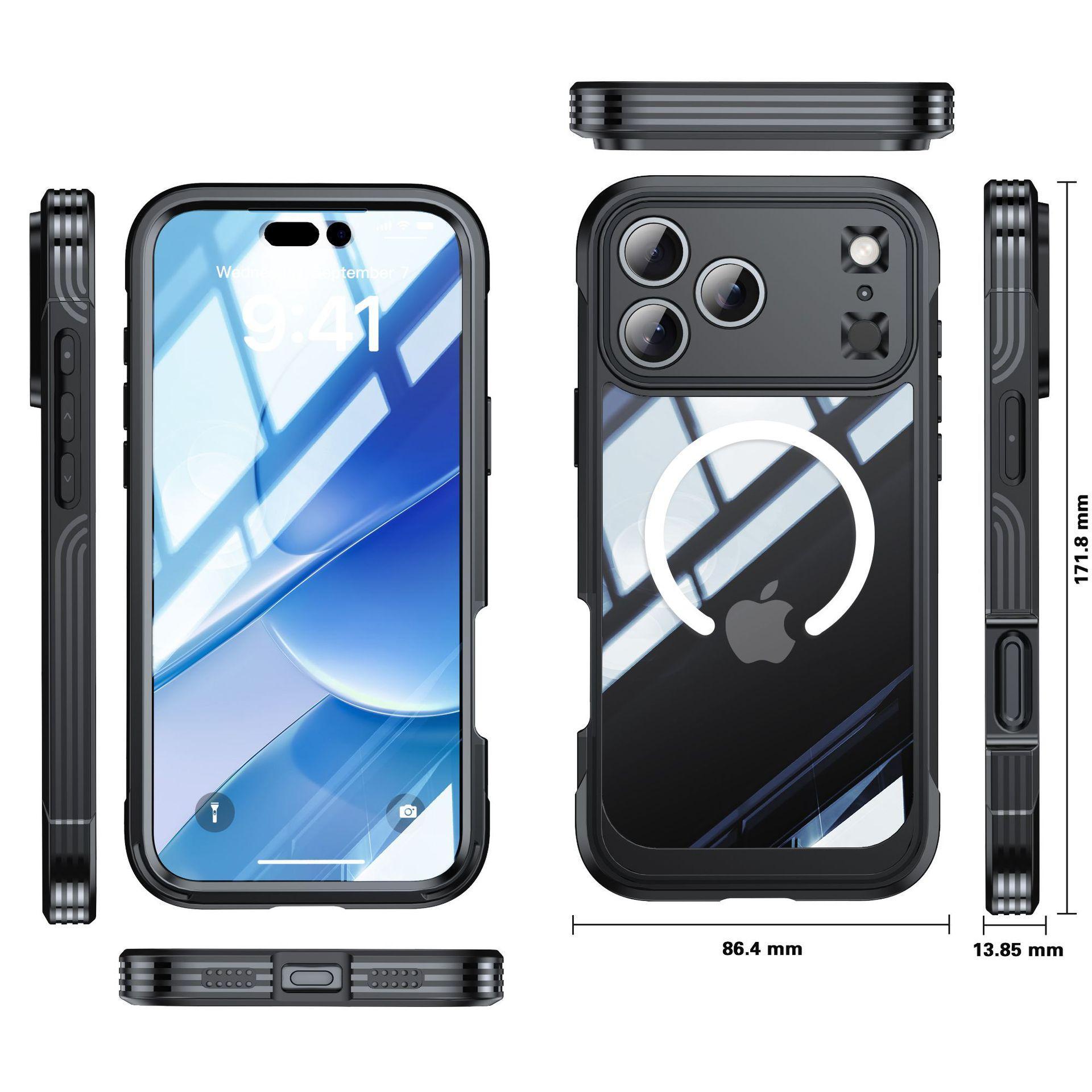 for iPhone 17 Transparent Three-Proof Phone Case Magsafe Magnetic for iPhone 17 Air Outdoor Pro Max Shockproof