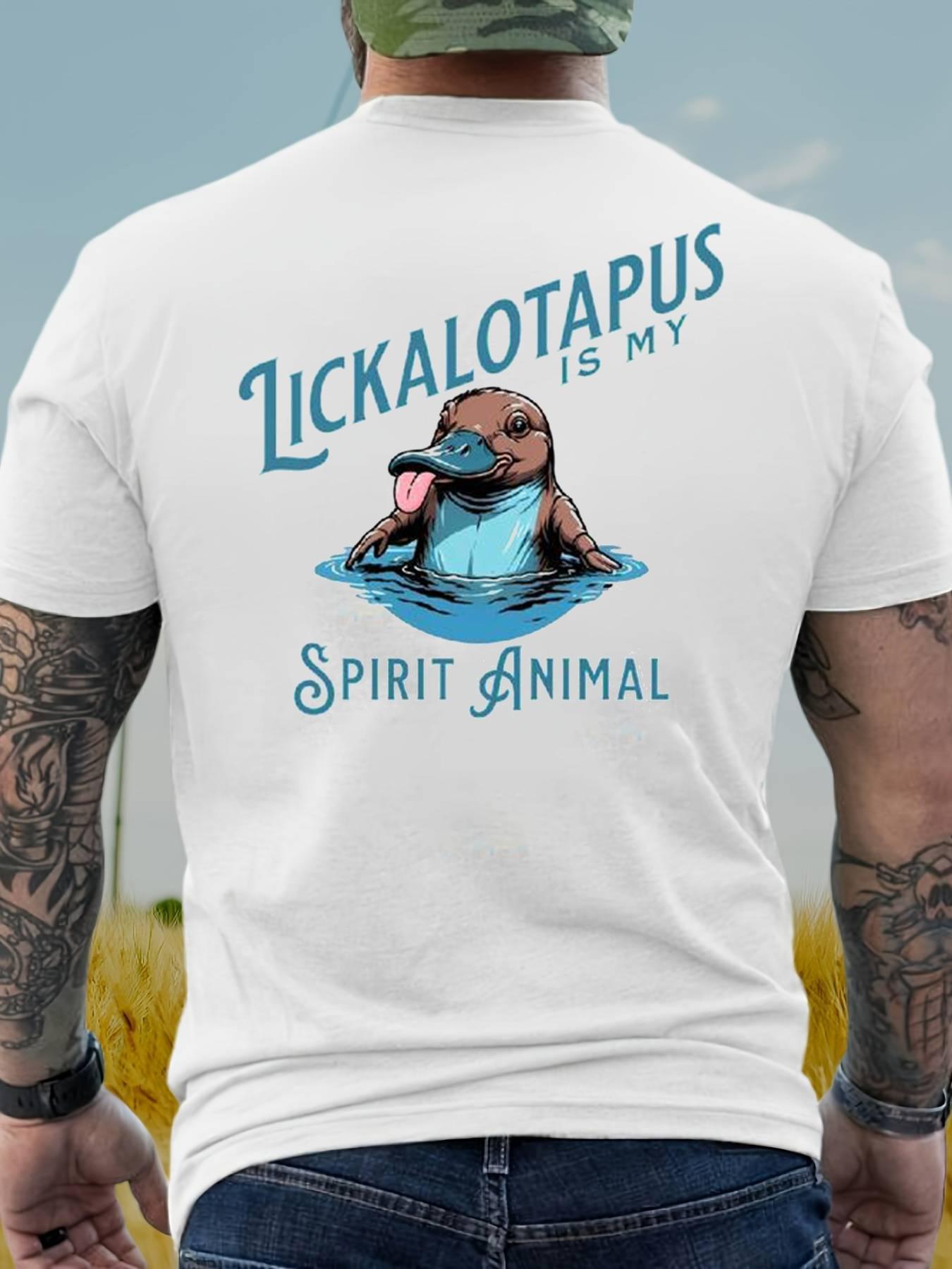 Men's Regular Fit Letter & Animal Print Round Neck Tee, Casual Short Sleeve Crew Neck T-shirt for Summer, Fashion Men's Top for Daily Wear