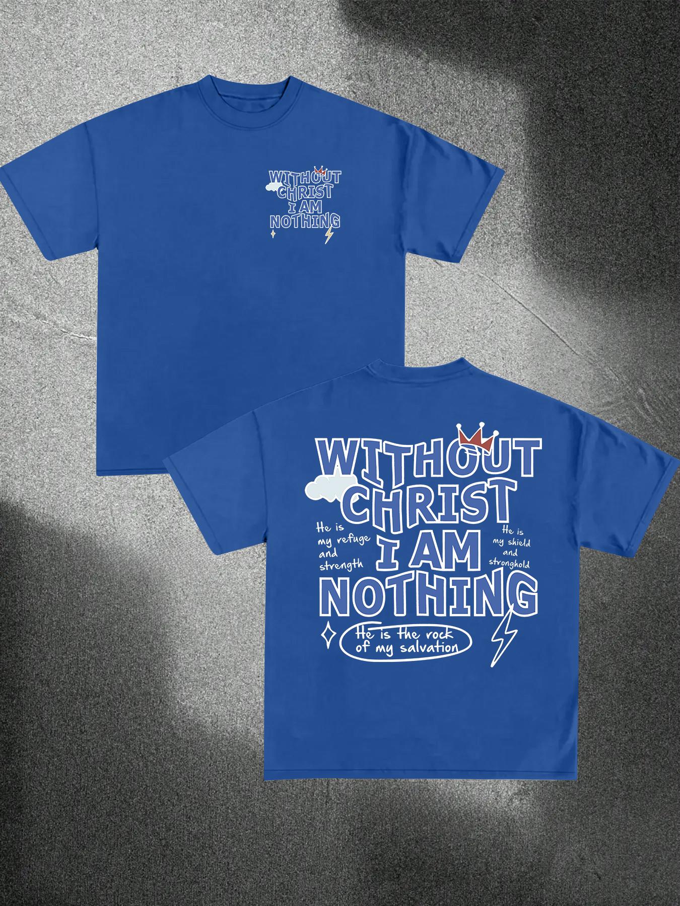 Men's Regular Fit without Christ I Am Nothing Round Neck Tee, Street Fashion Casual Short Sleeve T-shirt for Daily Wear, Menswear for All Seasons Top, Casual Style Tee