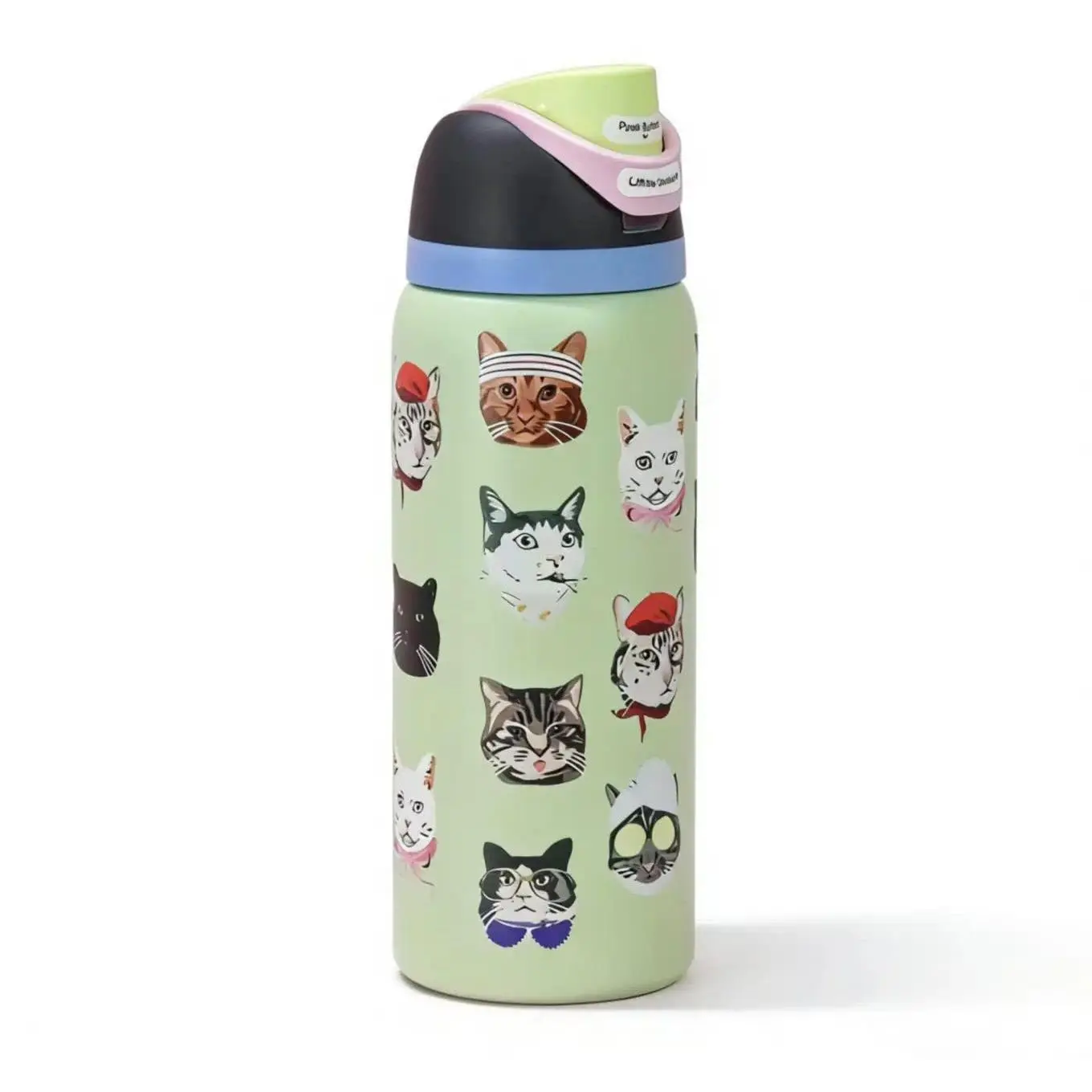 Owala Vacuum Insulated Flask - 24oz & 32oz Leakproof Tumbler, Pure Copper Bottled Drinkware with Bag,  Sports Water Bottles,Whimsical Kitchen Supplies for Cat Lovers (Plaid, Poinsettia Designs)