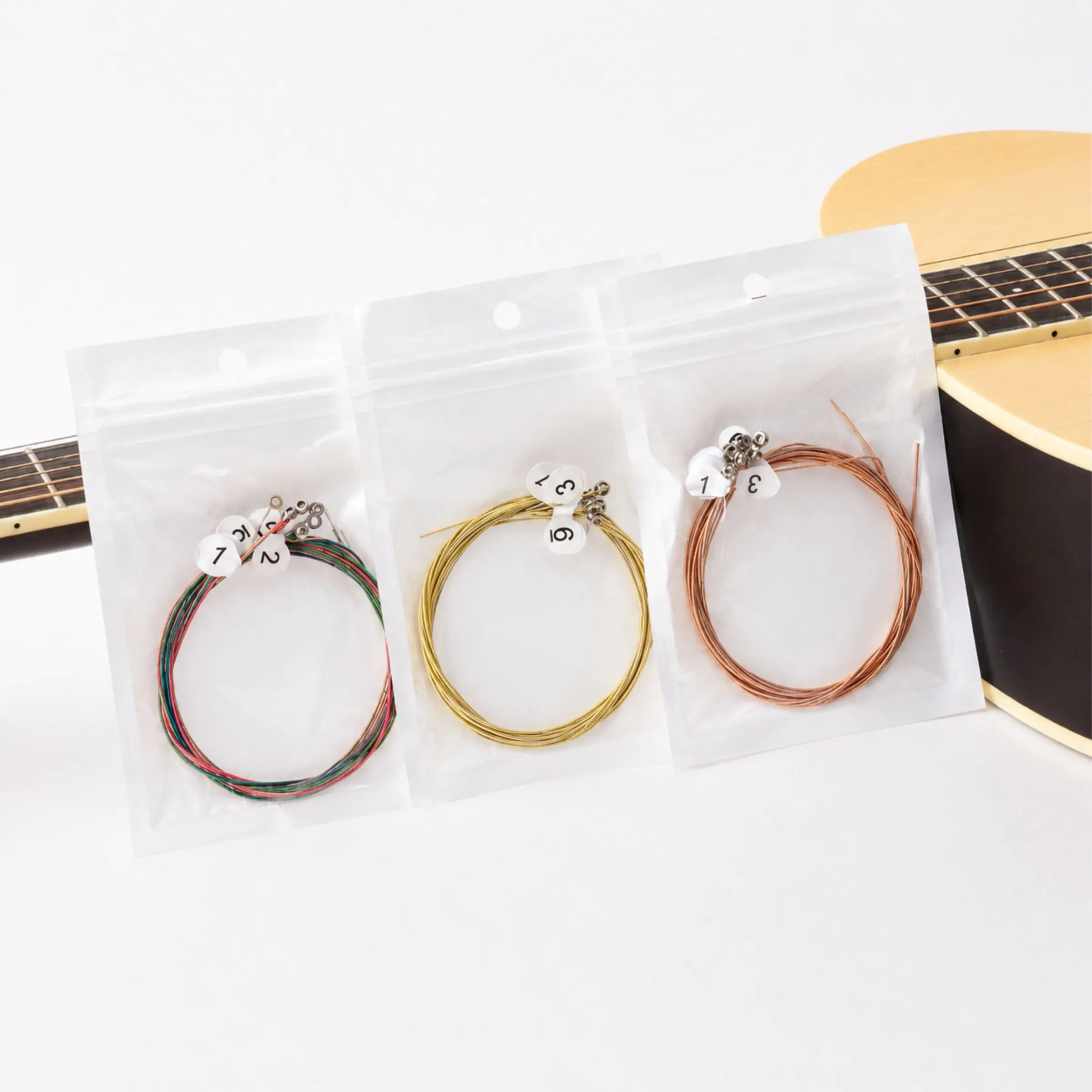 6-Piece Acoustic Guitar Strings Set, Colorful Steel, Phosphor Bronze & Brass Guitar Strings, Full Set Replacement Strings