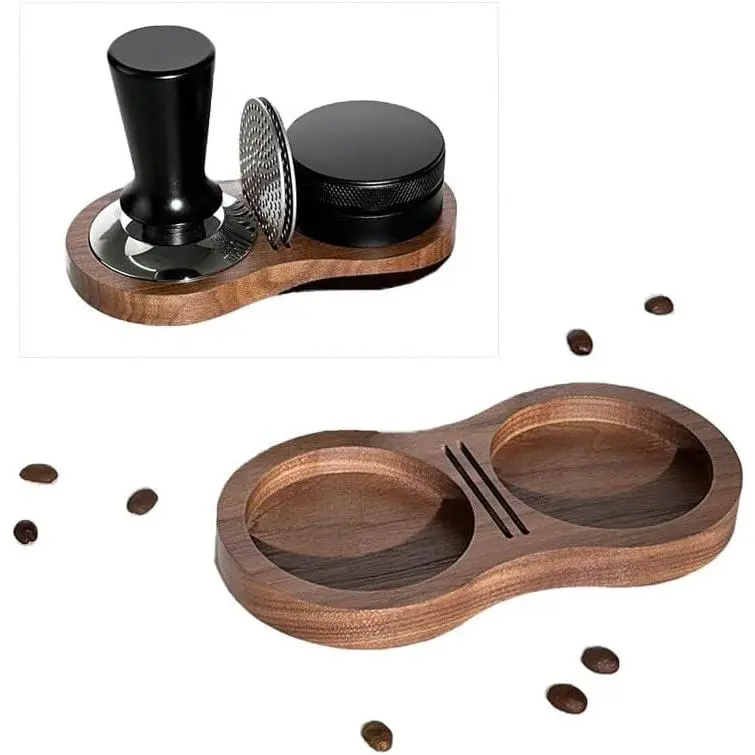 Espresso Tamping Station Espresso Organizer Walnut Coffee Tamper Holder Coffee Maker Tool Espresso Tamper Station Coffee Filter Tamper Holder