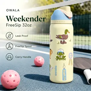 [Color Drop Collection] Owala FreeSip 32oz Weekender Sports Water Bottle, Weekender Cute Tennis Pattern, Keeps Cold All Day, Gift for Her