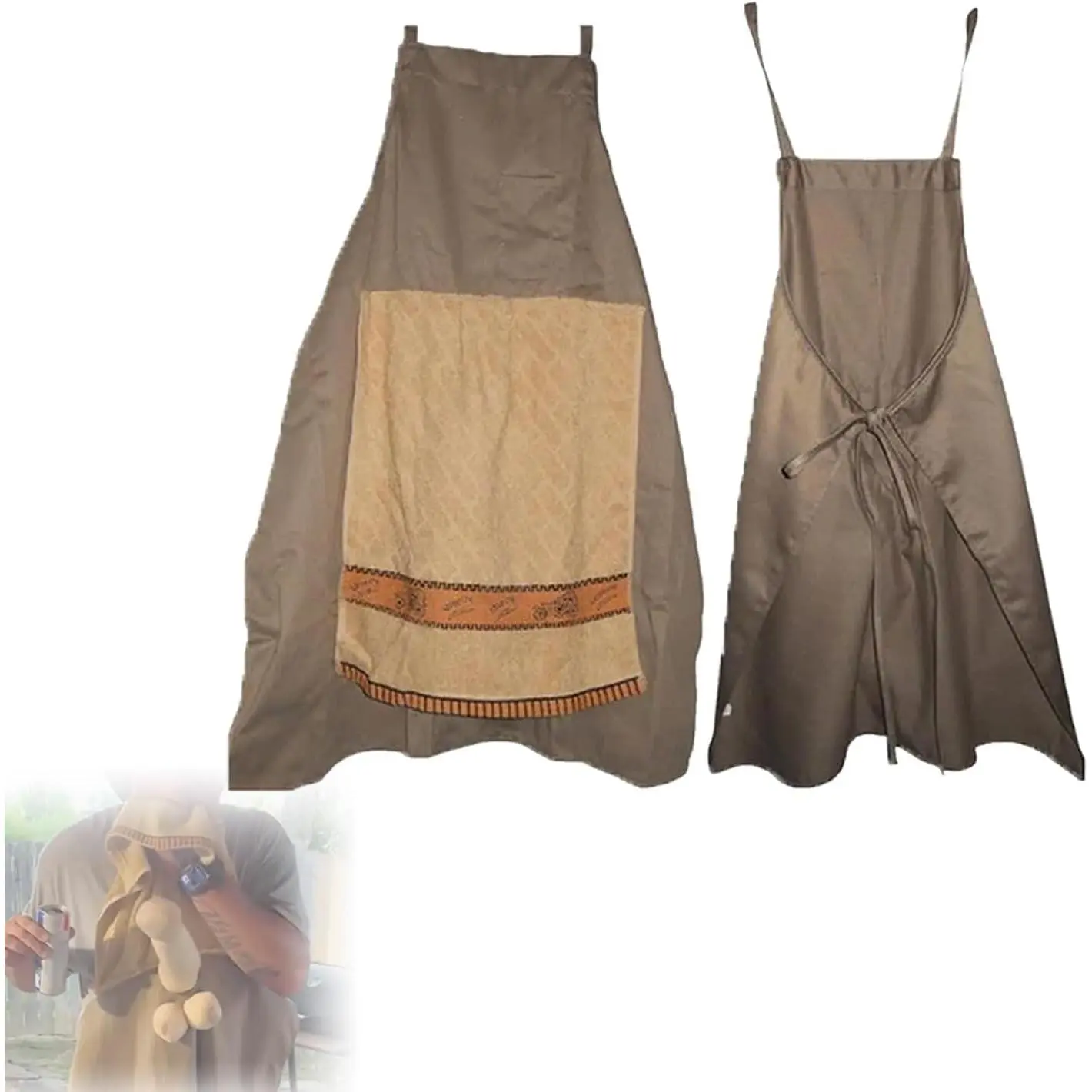 Men's Funny Head Chef Prank Apron with Pockets - Creative Gag Gift for Christmas, Birthday Kitchen Presents, Aprons With Pockets