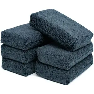 -  Grade Terry Microfiber Detailing Applicator Sponges - Versatile Detailing Tool, Extra Absorbent, Able to Withstand Numerous Uses, 3in x 5in, Black (6-Pack)