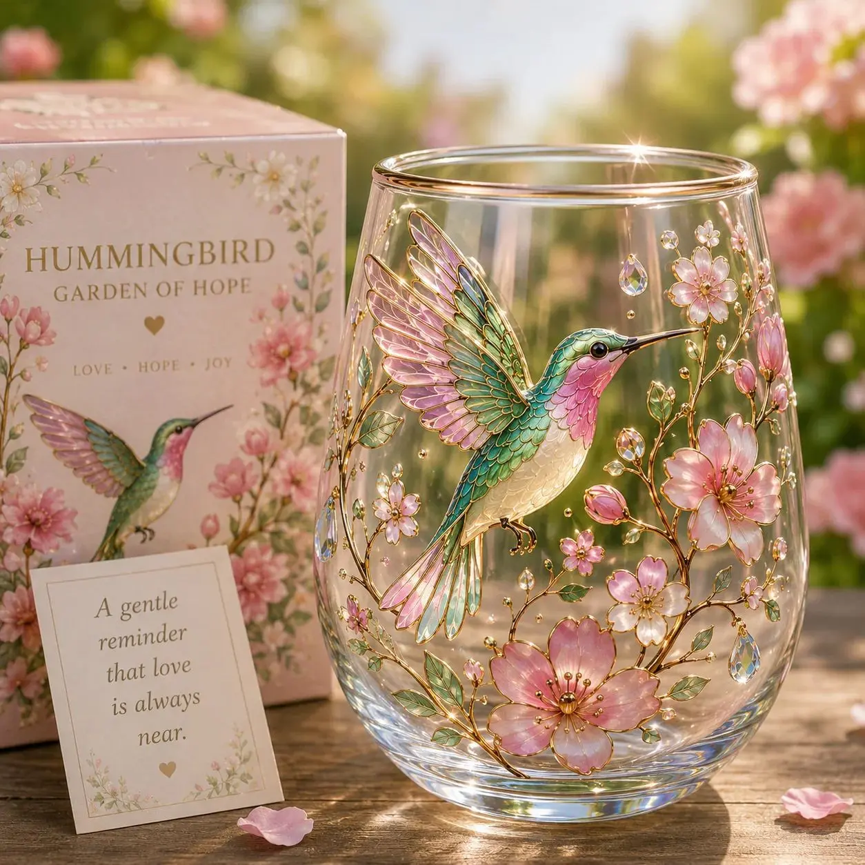Handcrafted High Borosilicate Glass Tumbler, Drinkware Tumblers, Colorful Floral Animal Stickers, Stemless Wine Cup, Premium Crystal Glassware, Unique Home Decor Gift