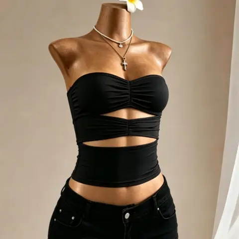 Women's Solid Color Hollow Out Tube Top, Fashion Casual Strapless Top for Daily Outdoor Wear, Women Top Clothes for Summer, Bras, Bandeau Bras