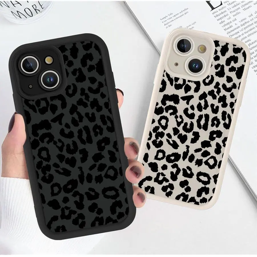 2-Pack Cute Phone Case for iPhone 17/16/15/14/13/12/11 Pro, Plus, Pro Max, mini, X, XS, XSMAX, Air, 16e, 17e Series, Black Leopard Cheetah Print Pattern - Gaozhu Aesthetic Cover Shockproof Soft Slim TPU Full Camera Lens Protective Phone Cover