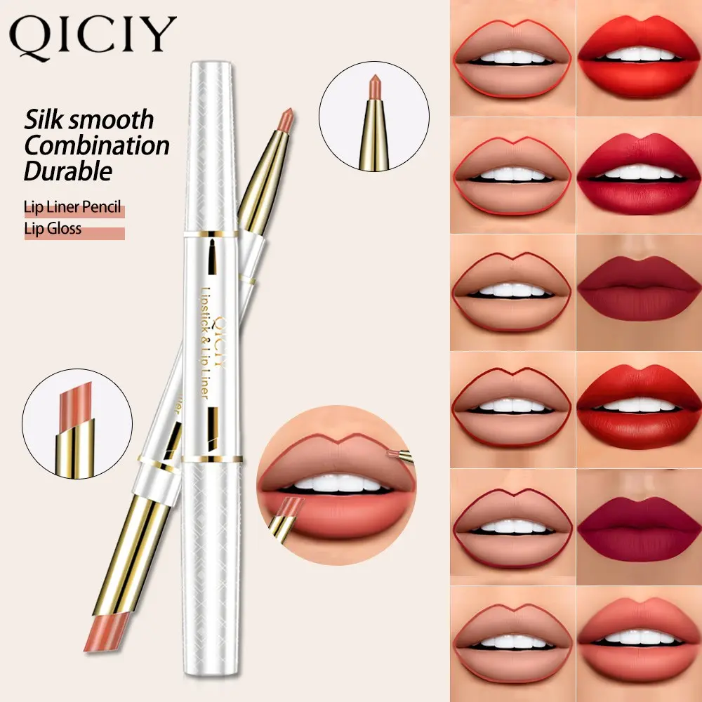 1PC 6-Color Rotatable 2-In-1 Matte Lip Liner Lipstick, Smooth Creamy Texture, Waterproof Anti-Bleeding, Multi-use For Lip Contour, Lip Filler & Lip Primer, Long-Lasting No Fade Lip Makeup Lip Product