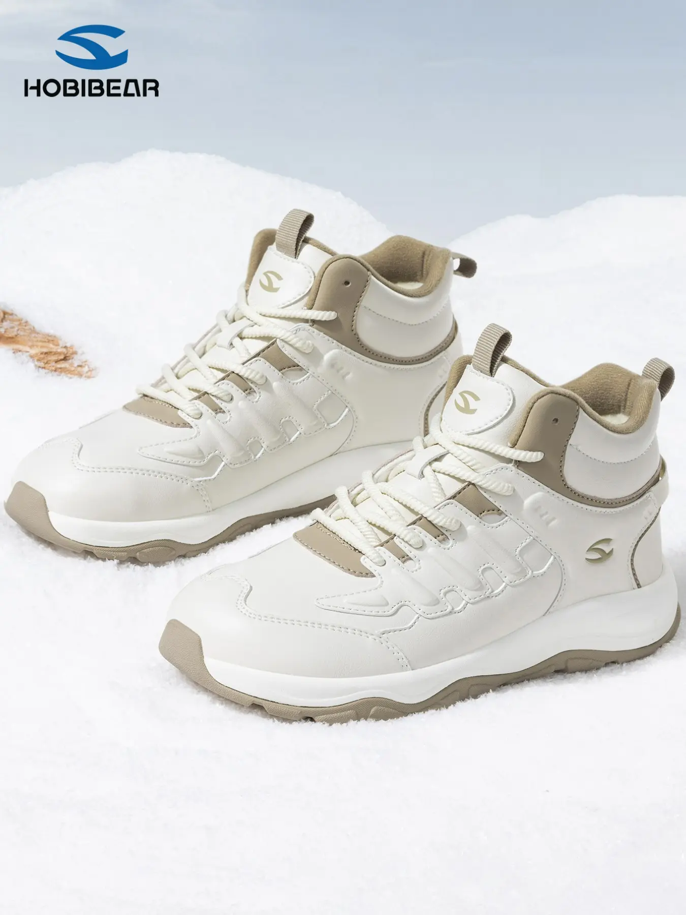 Hobibear Winter Thickened Warm Hiking Shoes for Men and Women, Outdoor Anti-Slip Durable Wide Toe Snow Sports Boots