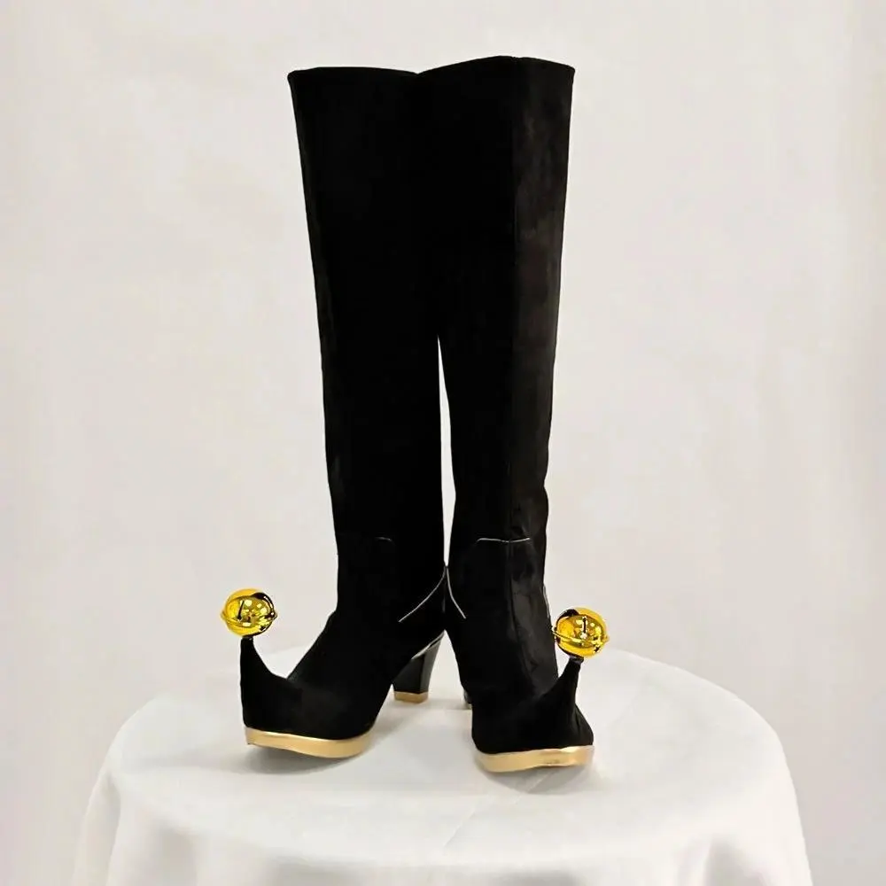 Anime The Freak Circus Jester Harlequin Pierrot Cosplay Shoes Clown Black High Heels Boots Halloween Carnival Costume Prop