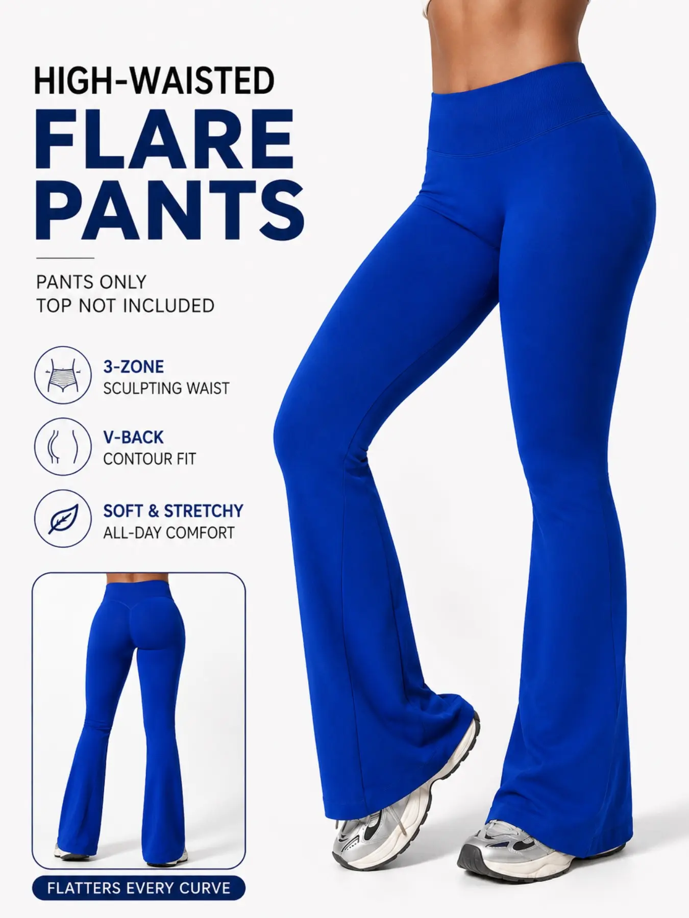 Women Seamless High Waist Butt Lifting Yoga Flare Pants, 3-Segment Waist Peach Hip Slimming Design, Ribbed Waist Micro Flare Fitness Trousers for Yoga Running Daily Casual Streetwear, Athleisure Style Bottoms