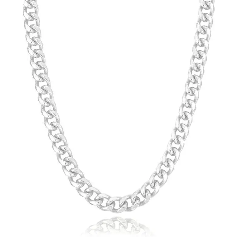 Silver 3.5/5/7/10mm Cuban Link Curb Chain Necklace for Men Women 925 Sterling Silver Chain 16-30 Inches Made in Italy