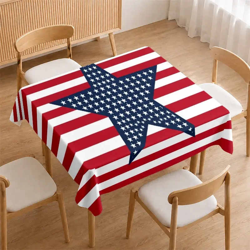 American Flag Tablecloth, Patriotic Star-Spangled Dining Cloth, Waterproof Heat-Resistant Easy Clean, Kitchen Restaurant Decor, Family Gatherings, Festive Parties, Outdoor Events