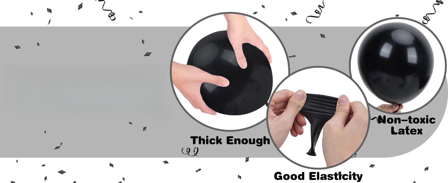 129Pcs Black Balloons Different Sizes Garland Arch Kit, 18/12/10/5 Inch Latex Balloons for Halloween, Birthday, Wedding & Party Decorations
