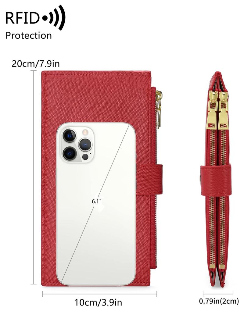 Women's Elegant Long Wallet, Casual Versatile Zipper Rfid Blocking Bifold Wallet, Multi Card Slot Wallet for Daily Use