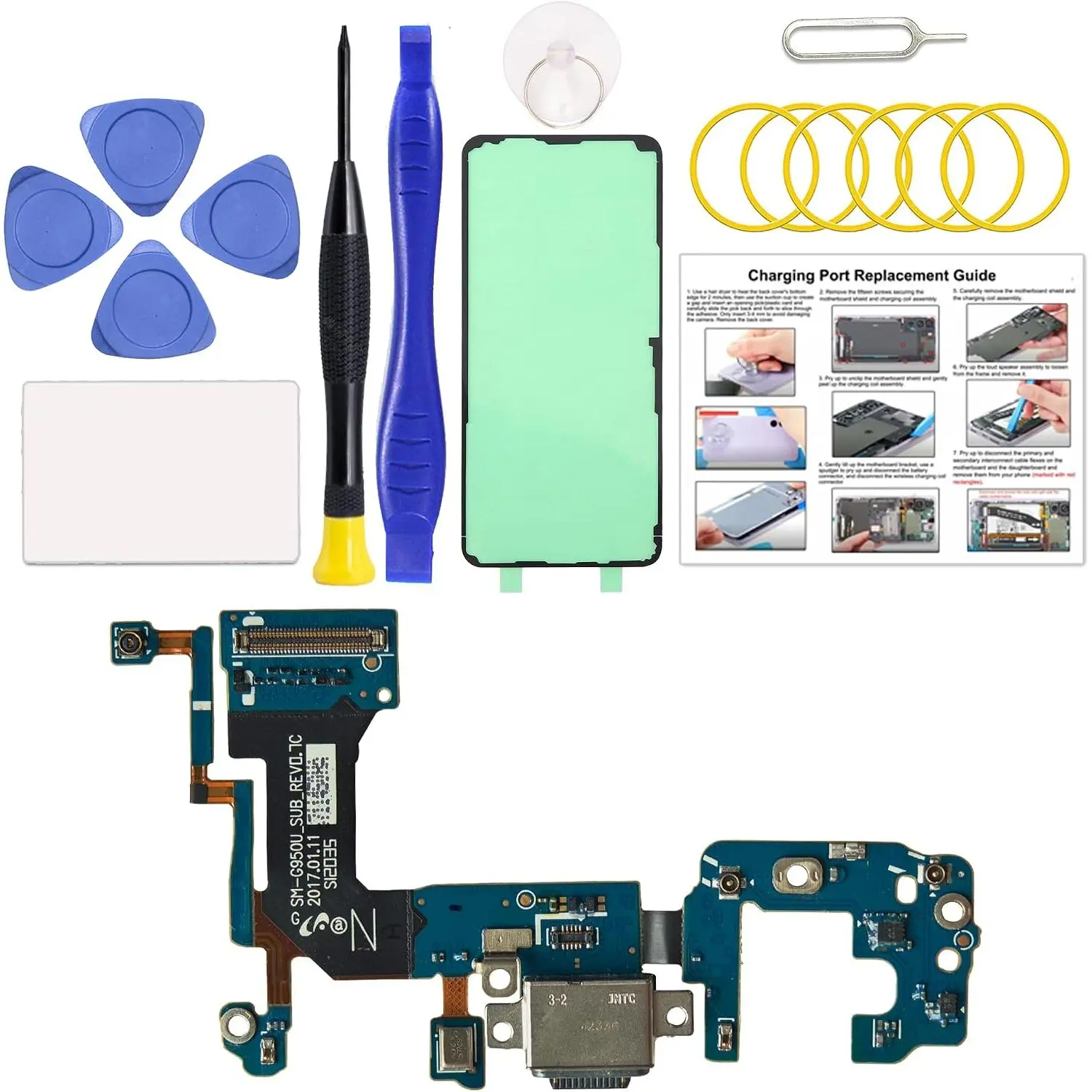 for Galaxy S8 USB  Board Port , Type C Dock Board Connector for  S8 SM-G950U/U1/W/V with Tools & Instruction