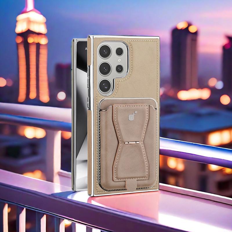 Magnetic Holder Phone Cases for S25/S24 Ultra/S23 Men Business Leather Shockproof Cover NH15