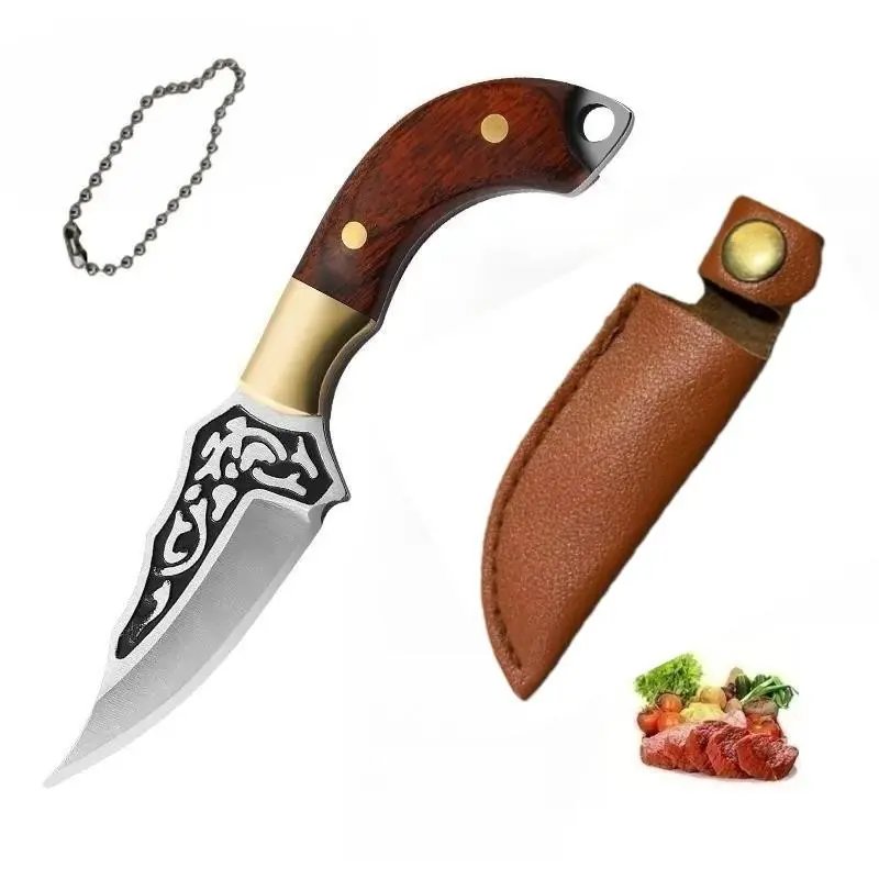 Mini Knife Keychain with Leather Case, Portable Multipurpose Knives, Perfect for Opening Boxes and Packages, Essential Outdoor Camping Tool, Cute Gift Idea, Keychain Tools