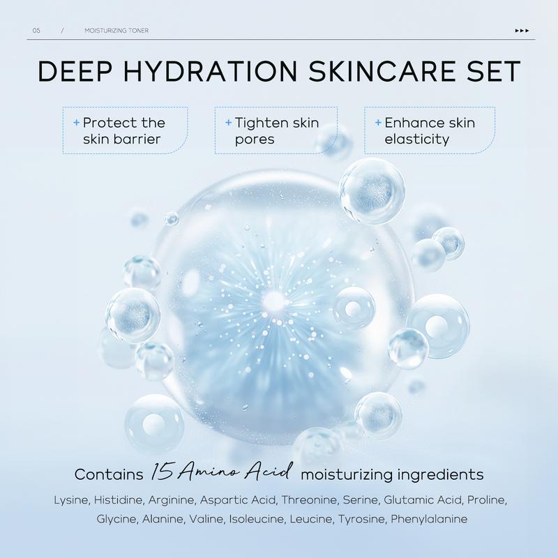 5 in 1 Comfort Hydrate Skin Care Kit, 1 Set Moisturizing Toner & Eye Cream & Facial Cleanser & Essence & Facial Cream, Hydrating Facial Skin Care Kit for Women & Men, Skin Care Sets 5 in 1 Comfort Hydrate Skin Care Kit, 1 Set Moisturizing Toner & Eye Cream & Facial Cleanser & Essence & Facial Cream, Hydrating Facial Skin Care Kit for Women & Men, Skin Care Sets