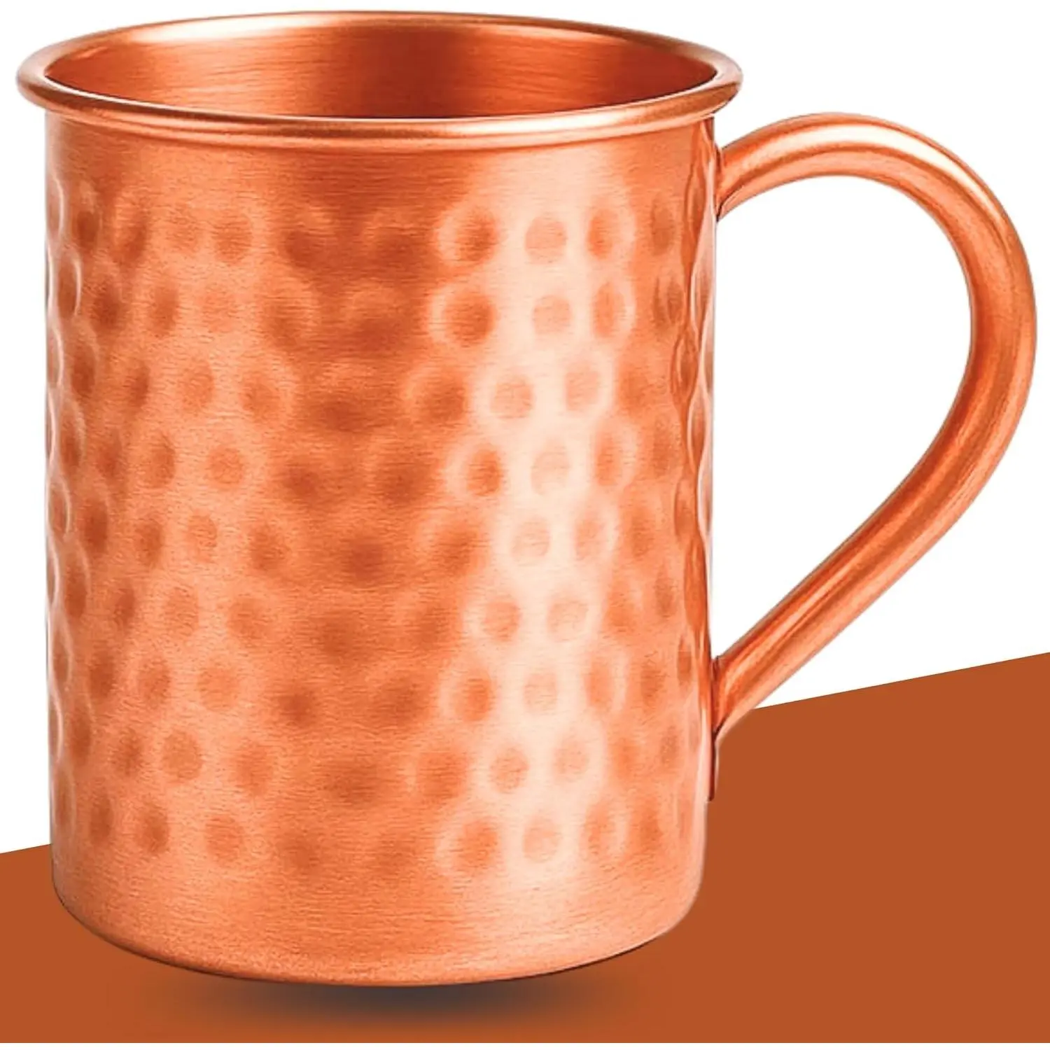Moscow Mule Copper Mugs (16oz) | 100% Pure Food Grade Copper Cups | Handcrafted 16oz W/lacquered Hammered Finish | Smooth Rounded Lip, Strong Handle, Unlined Interior