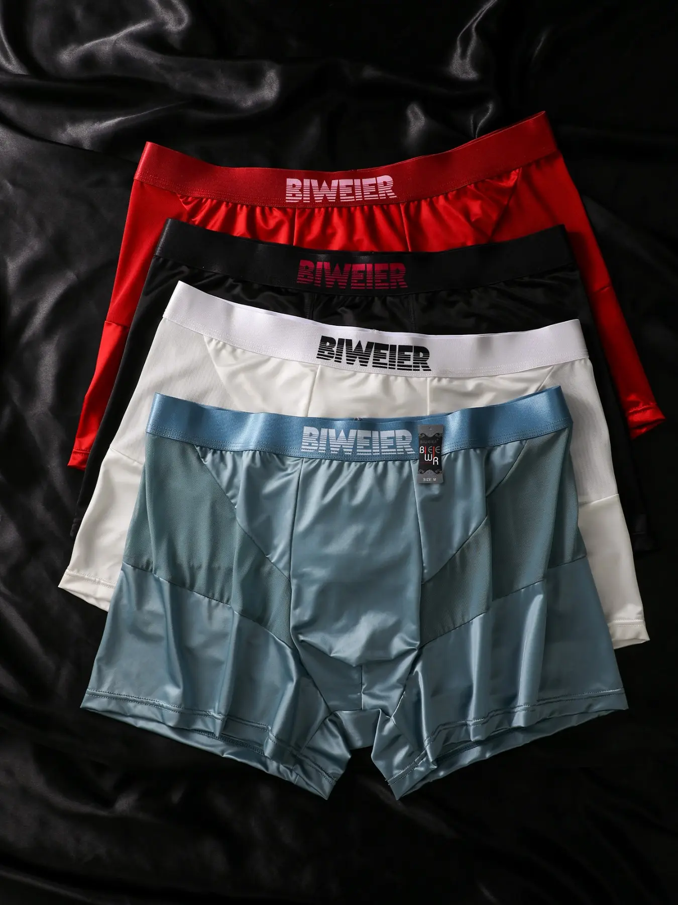 4 Pcs Biweier Silk-Like Ice Fiber Briefs for Men, Breathable Mesh Insert, Cool Comfort, Ideal for Home & Vacation Wear