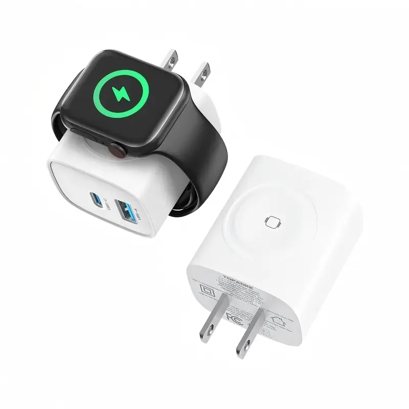 3-in-1 Magnetic Wireless Cordless PD USB-C Wall Charger Block - 20W Fast Charging, Compatible with iWatch Ultra/9/8/7/6, iPhone 17/17 Pro/16/16 Pro/15 Series, Electronic Cellphone, Apple Watch Seires
