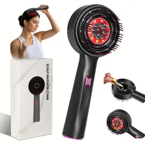 Hair Scalp Massage Comb, Oil Applicator Hair Brush With Red Light, Electric Scalp Massager for Hair Care, Gentle Scratching & Kneading Head Massager for for All Hair Types