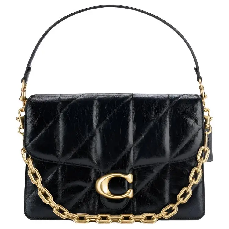 COACH ChainTabby 30 Leather Top-Handle Crossbody Bag for Women – Black