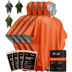Emergency Mylar Poncho – Survival Rain Poncho with Hood – Lightweight, Compact, Reusable Emergency Blanket Poncho for Hiking, Camping, Thermal Gear, Car Kit, Outdoors