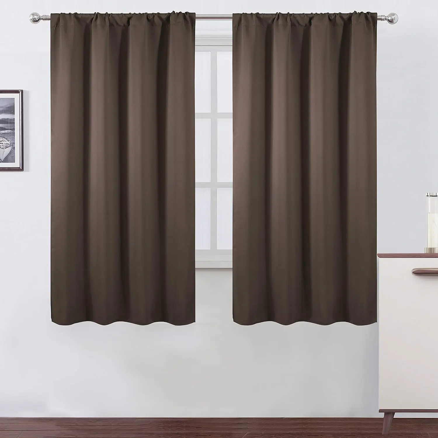 Chocolate Brown Blackout Curtains, 42x63 in, Set of 2 Panels, Room Darkening Curtains for Bedroom, Room Darkening Curtain