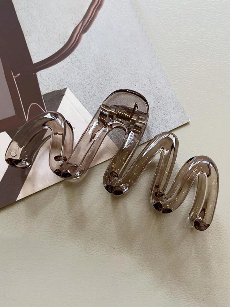 4-Piece Minimalist 10.5cm Wavy Design Lightweight Hair Claw Clips, Synthetic Claw Clip, Perfect for Daily Use, Showers, Travel, Beach, and Fashion Styling