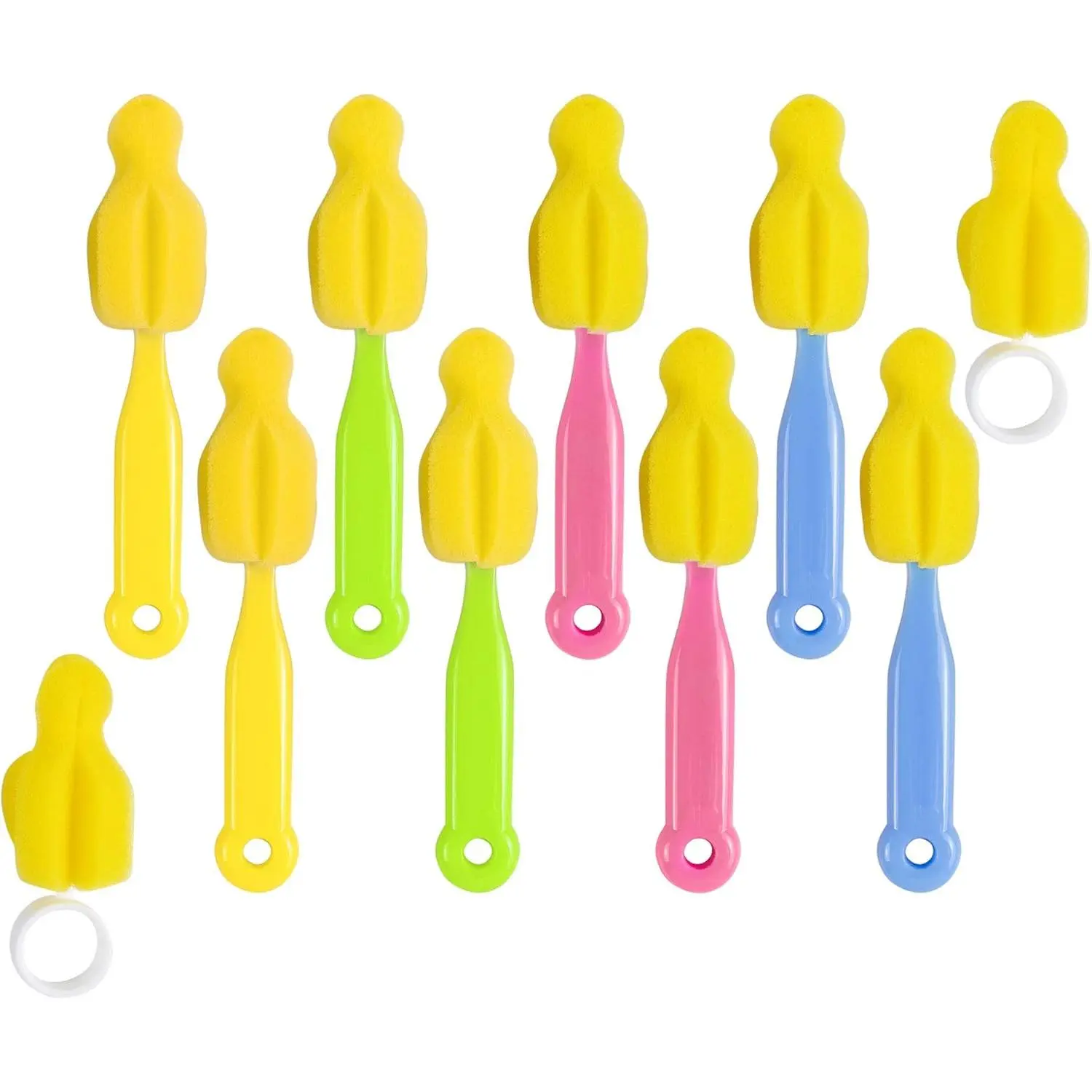 , Milk Bottle Nipple Brushes Pacifier Sponge Cleaning Small Brush Cleaner Set for Bottles and Accessories (10 Pcs)