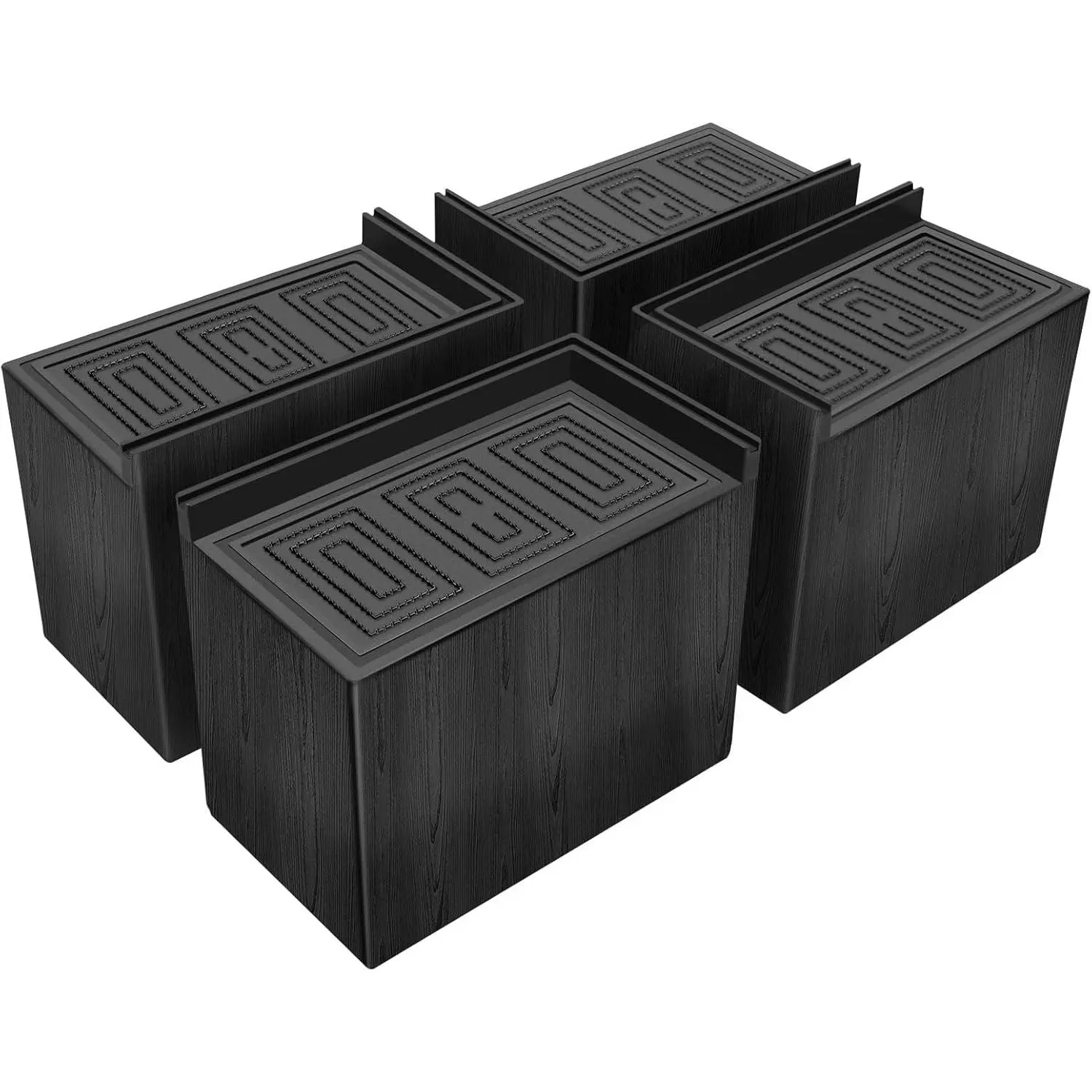 5 Inch Heavy-Duty Rectangular Furniture Risers, 4-Pack Black Oversized Extra-Wide Lifting Blocks for Sofa, Table, Headboard, Supports 11000 lbs (Home Organizer for Space Saving)