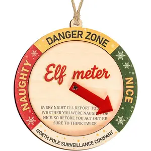 Funny  Accessories Naughty or Nice  Meter Christmas Ornament 2026, Funny Xmas Decoration, Wooden Decor  for , Family, , White Elephant Gifts. Christmas Decorations