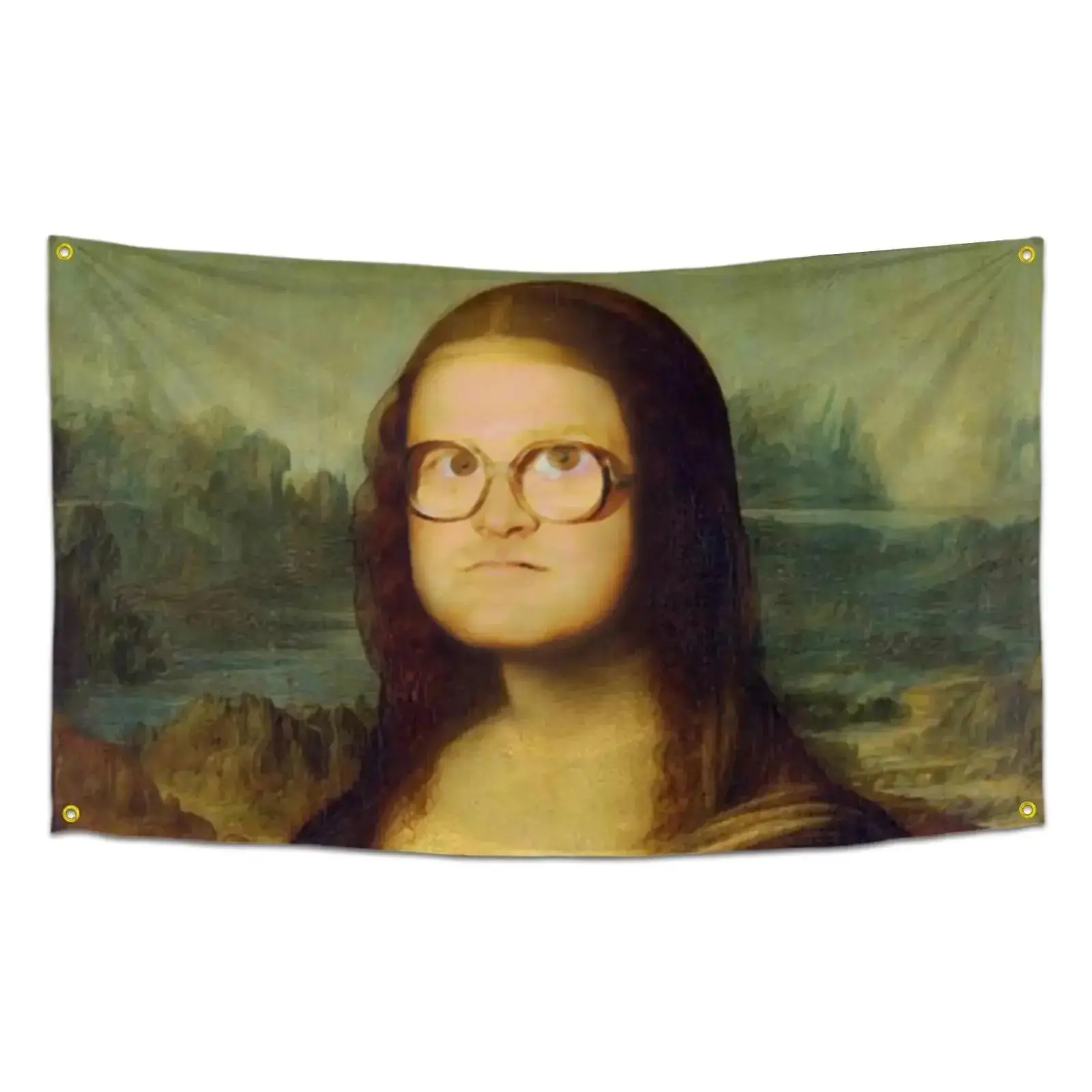 Mona Lisa Funny Pop Art Flag - Durable Polyester Tapestry for Man Cave & Home Decor, 91. 44x152. 1.57inch with Brass Grommets