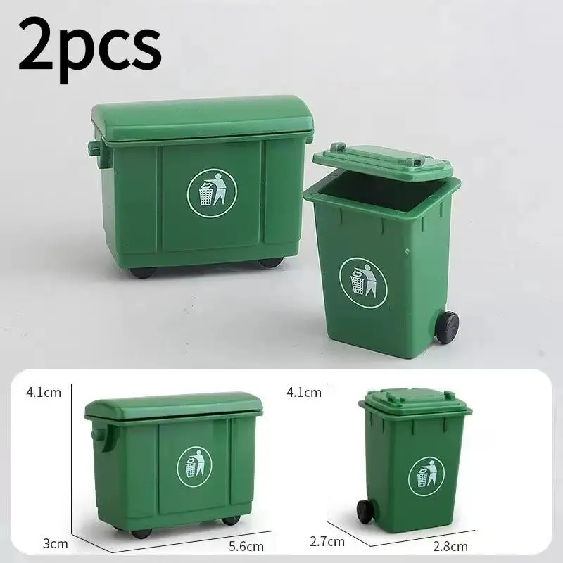 2 Piece Mini Wheelchair Trash Can Model, Realistic Mini Trash Can Dollhouse Furniture Decor Toy, Perfect for Playtime and Decoration