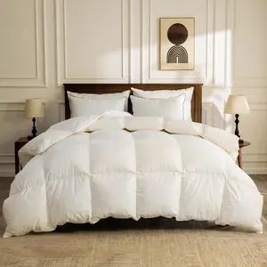 Lightweight   Down Comforter Full/ Size, Hotel-Luxury  Duvet Insert with  Cover and Puffy  Down Filling, for Summer/Hot Sleepers,  White, 82x86 Inches