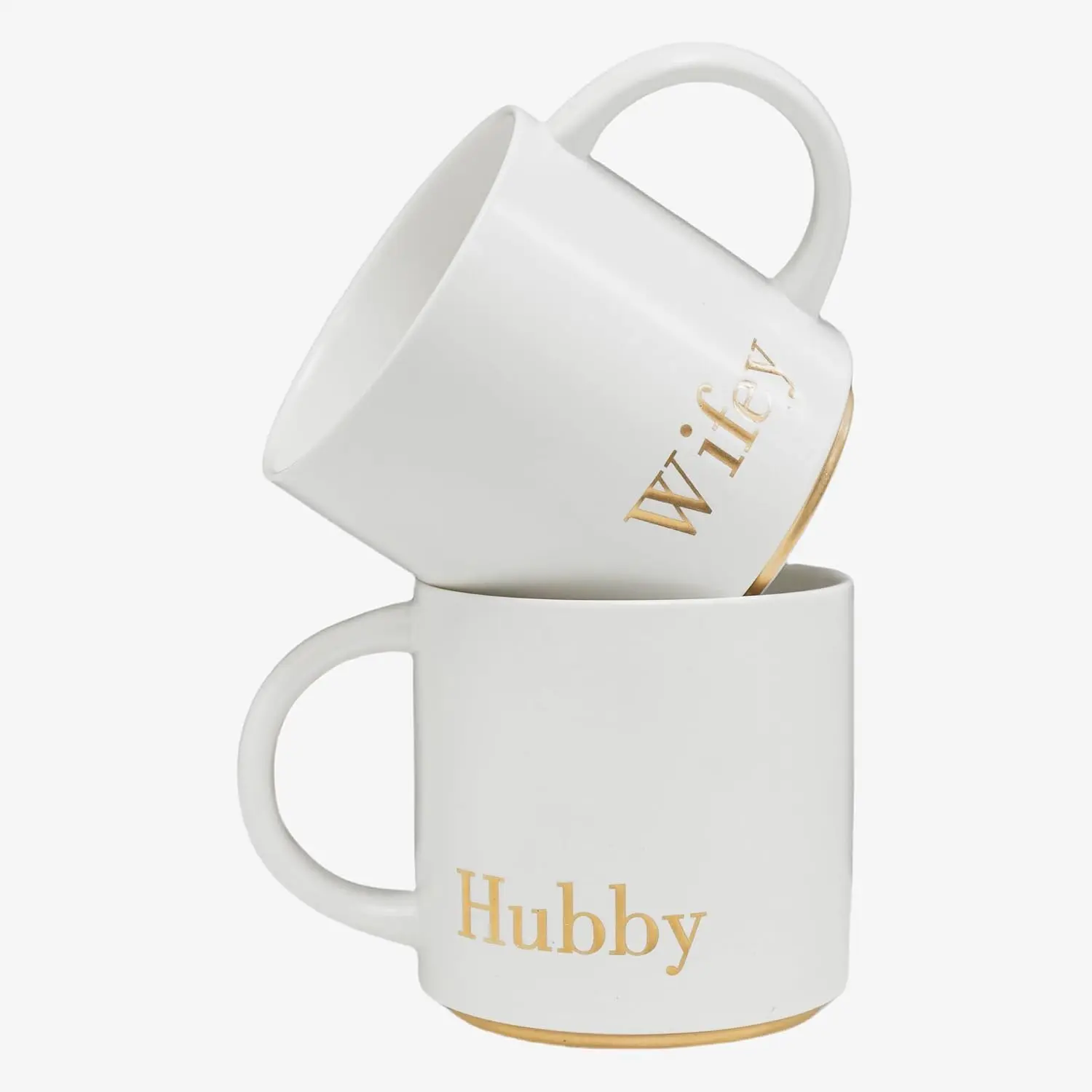 Hubby & Wifey Ceramic Coffee Mug Set, 15oz, 2-Piece |   Luxury Wedding Gift for Couples, Elegant Coffee Cups for Newlyweds, Anniversary & Engagement Gift, Gift Box Set