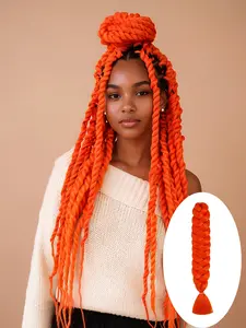 Orange Pre-stretched Extra Large Braiding Hair, 40 Inches, 1 Pack. Low-Temperature Synthetic Fiber Hair Extensions for Crochet Braiding. Perfect for Women's Daily Wear, Holidays, Music Festivals, and More. Effortlessly Create Various Styles.