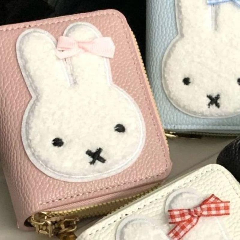Cute Miffy Creative Cartoon Pattern Simple Fashion Portable Short Coin Purse PU Leather Anti-degaussing Multi-card Coin Wallet