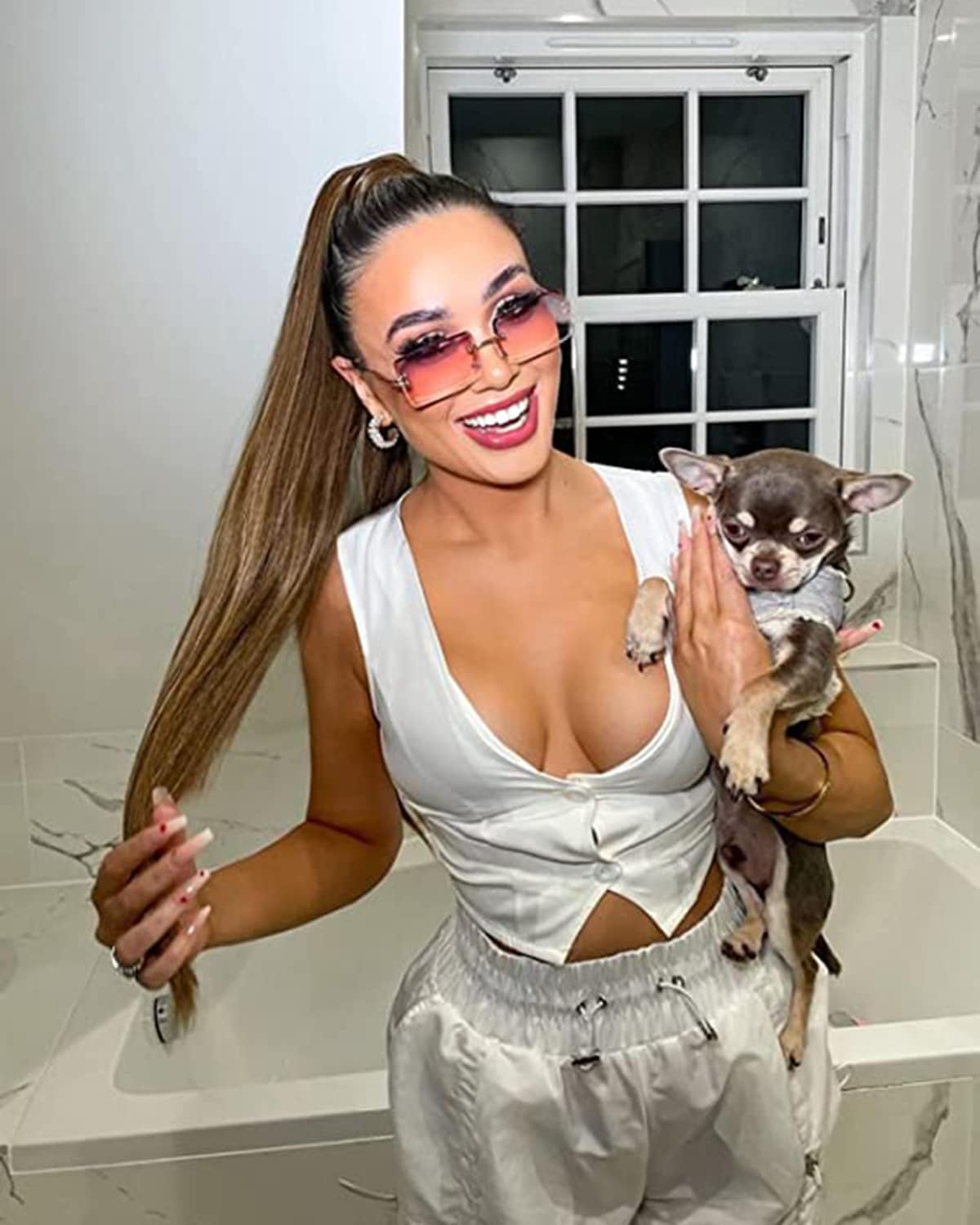 Rimless Rectangular Sunglasses Retro Frameless Y2K Trendy Square Gradient Lens Revemo Rimless Rectangle Y2k Sunglasses for Women Men Cute  main image 2
