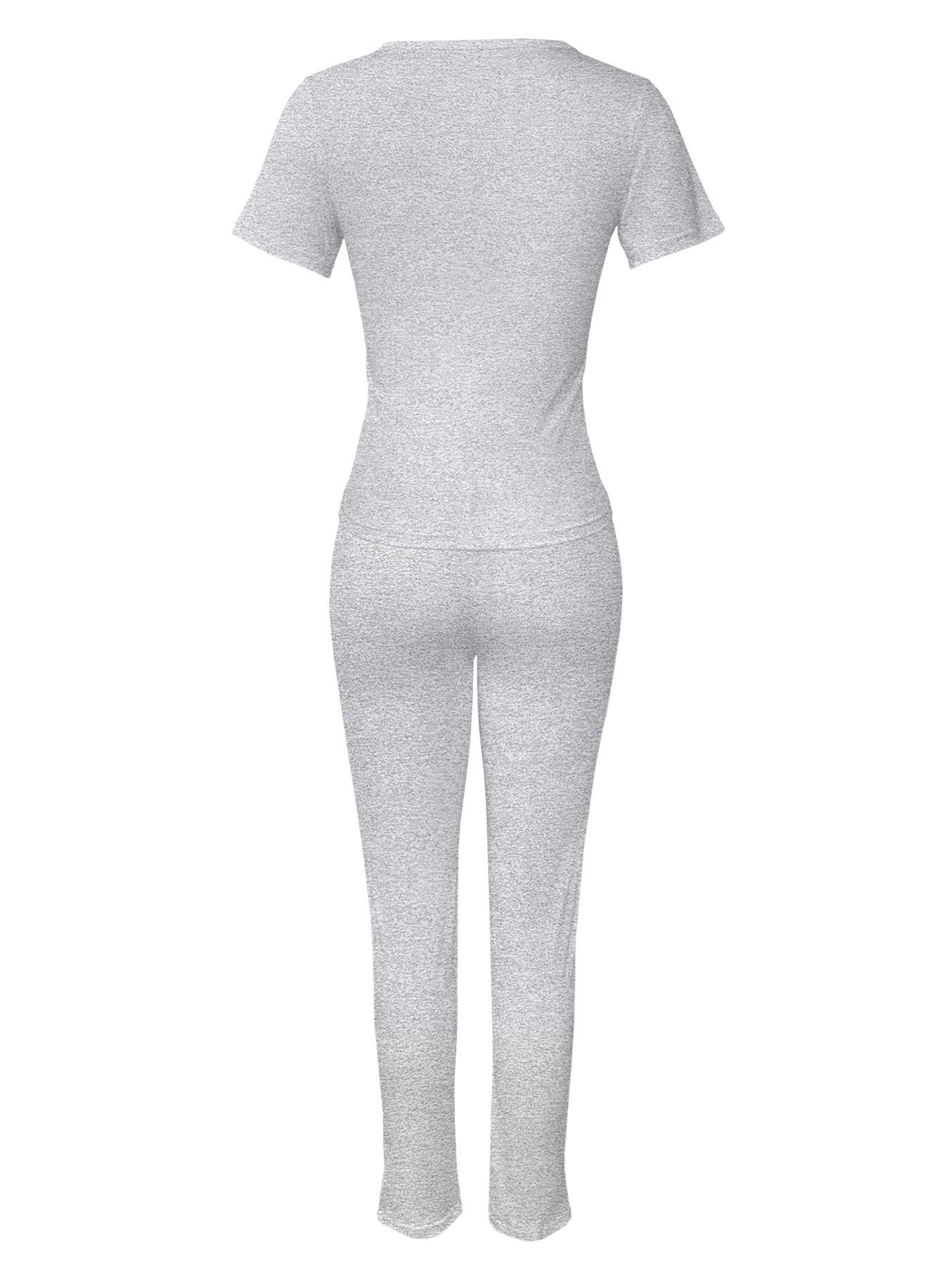 Two-Piece Set Women's Plain Crop Top & Skinny Pants, Casual Fashion Cozy Breathable for Daily Wear, Ladies Summer Clothes