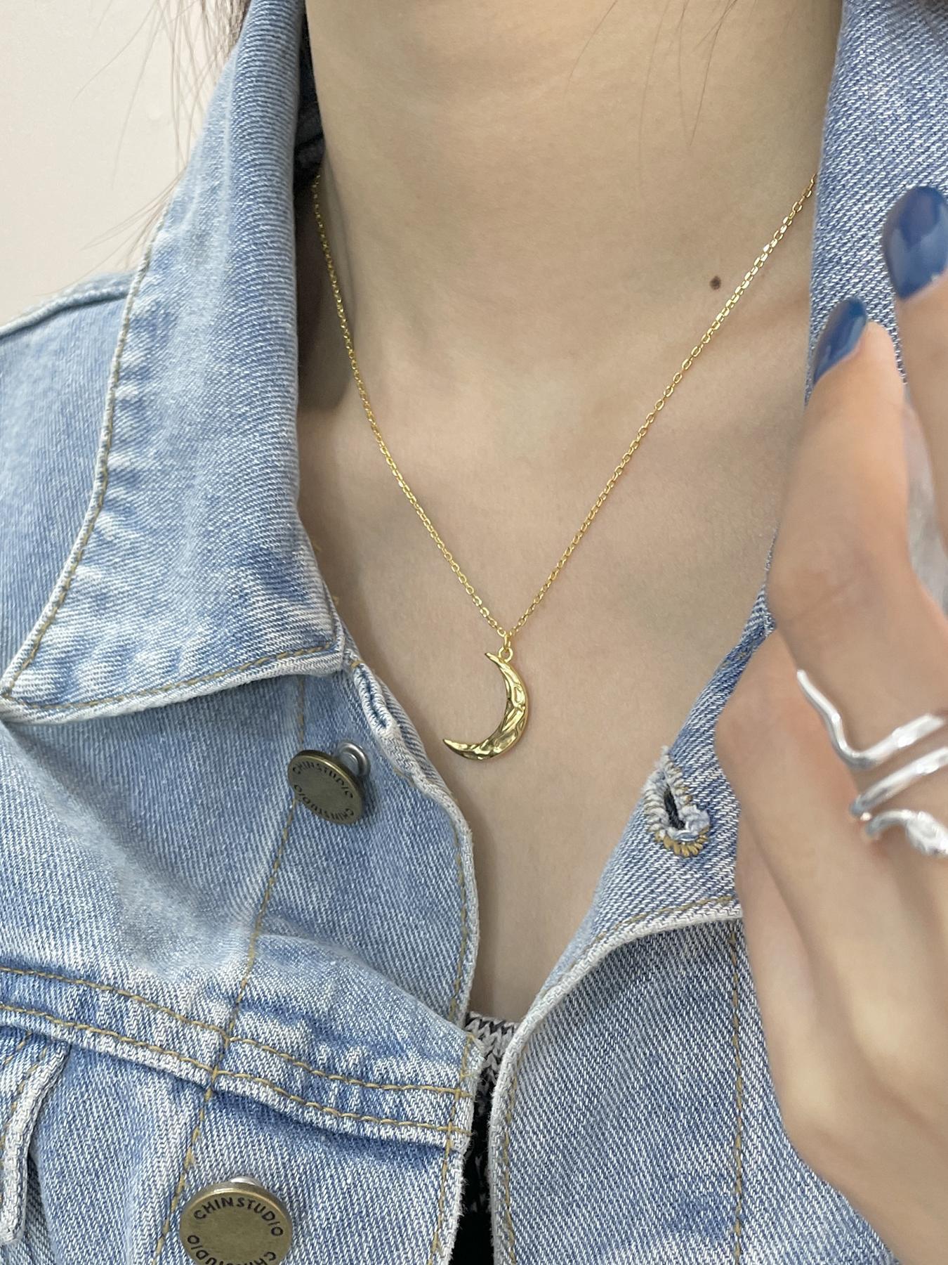 925 Sterling Silver Crescent Moon Design Celestial Pendant Necklace for Women & Girls, Fashion Jewelry for Party, Daily Decor, Trendy All-match & Exquisite Jewelry for Birthday Gift