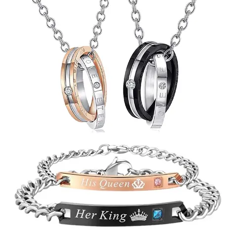 Couples Matching Bracelets Set with Floral Design, Stainless Steel Material, Casual Style, Perfect Gift for Valentine's Day & Anniversaries, Flower Design Bracelet, Bracelet Bundle