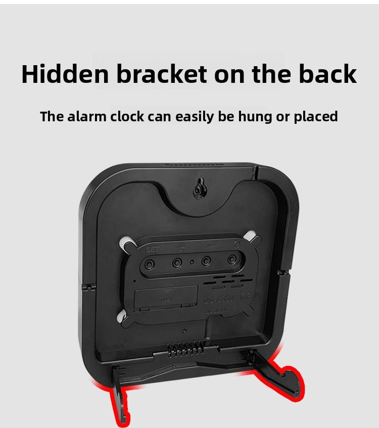 Large Display Digital LED Wall Clock Battery Operated with Temperature Date Weekday Display Adjustable Brightness Alarm Timer Modern Hanging Table Clock for Living Room Bedroom Home Decor