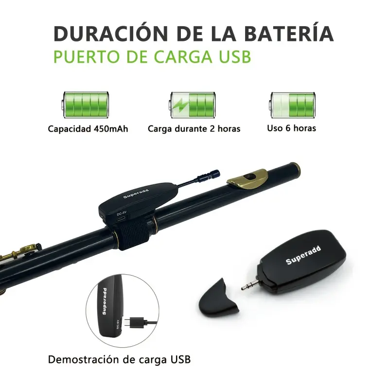 UHF wireless saxophone microphone system clip on instrument microphone is very suitable for saxophone, trumpet, clarinet, etc., including wireless receiver and transmitter with a range of 166 feet (about 50 meters)