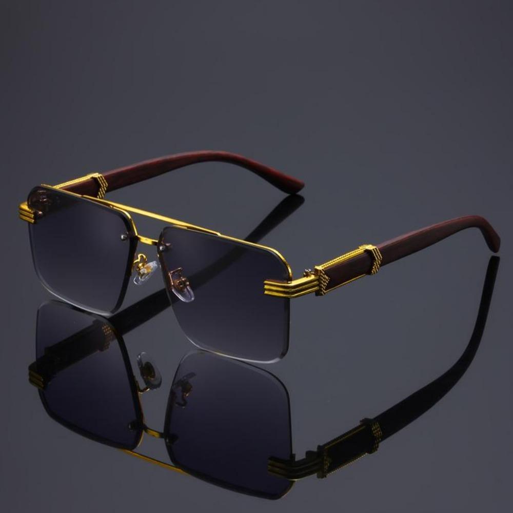 4-Piece Unisex Retro Square Glasses - Oversized Round/Rectangular Frames, Double Bridge Design, Unisex Lightweight Decorative Eyewear, Perfect for Party, Casual Wear - Accessories Not Included, Versatile Classic Frameless Style, Men's Retro Sunglasses, Me